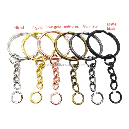 Factory Supply Cheap Metal 7colors 25mm and 30mm Keyring with 4 Chains and Split Ring