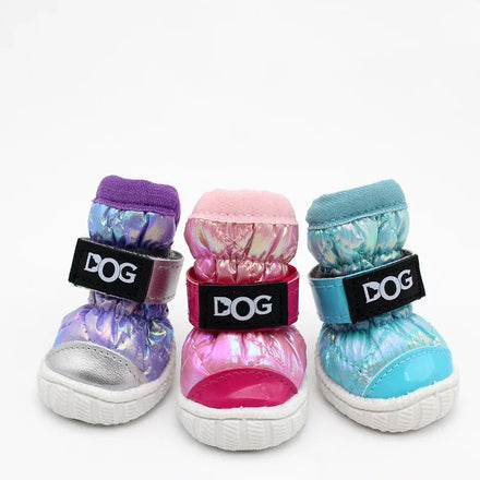 Stocked High Quality Anti slip Rain Shiny Dog Pet Shoes Warm Snow Boots