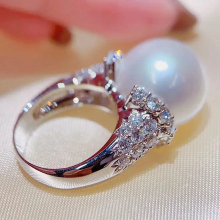 CAOSHI Trendy Luxury Simulated Pearl Finger Ring for Women Elegant Engagement Wedding 925 Silver Color Rings
