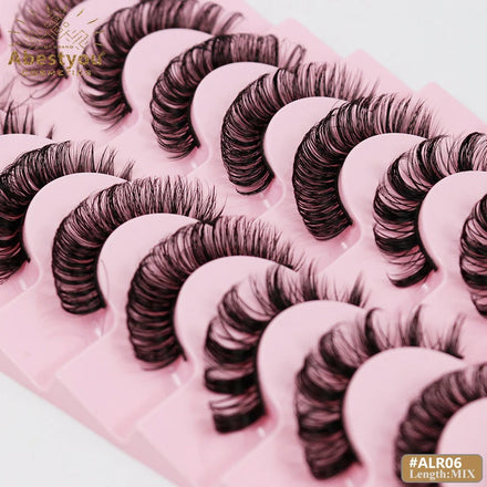 Abestyou 10 Pairs Cil Naturel Soft False Eyelashes 5d Russia Strip Eyelash Mixed Strip Lashes That Look Like Eyelash Extensions