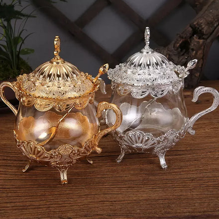 Gold Sliver Container Storage Jar Middle East Arab Storage Glass Wholesale Luxury for Kitchen Home Food Hand Made Business Gifts