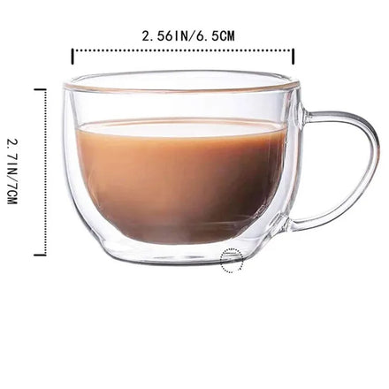 Double Walled Glass Coffee Cups Insulated Drinking Glass Coffee Mugs with Handle Perfect for Coffee