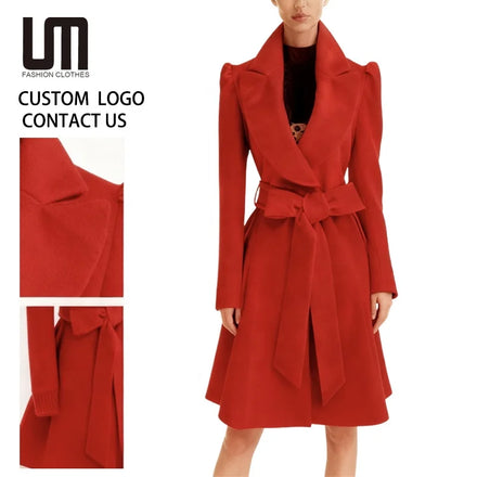 OEM Service Wholesale Winter Women Clothes Elegant Outerwear Woolen Jacket Plus Size Long Coats