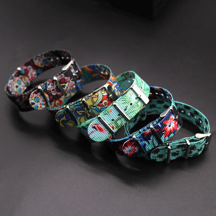 Wholesale Price Printed Nylon 1 Piece Watch Strap Customized Fabric Woven Polyester Camo Nylon Band 20mm