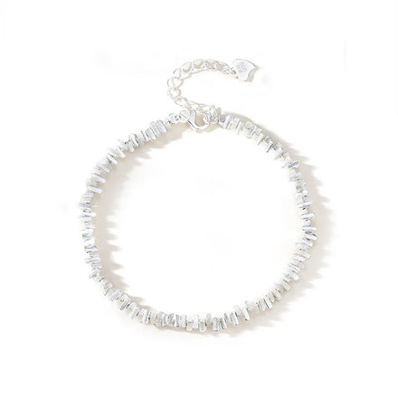 Bestie Handmade Jewelry INS Simple Irregular Geometric Bracelet Silver Rubble 925 Sterling Silver Beaded Bracelet