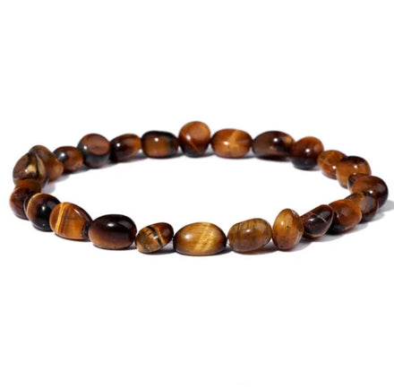 Irregular Natural Tumbled Stone Beads Bracelet Tiger Eyes Bracelets Handmade Gemstones Nuggets Beads Stretch Bracelet