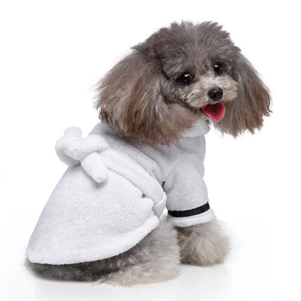 Pet Bathrobe Dog Bath Towel Adjustable Cat Gown Bath Robe Quick Drying with Belt & Hood for Puppy Small Dogs Cats