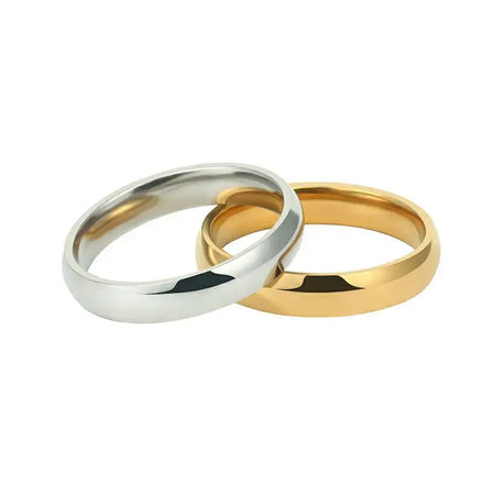 Comfort Fit High Polished Dome Shape 4mm Stainless Steel Rings for Men Women Gold Plated Rings Cool Simple