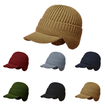 Winter Hat With Logo Warm Knitted Acrylic Winter Beanie Hat for Men Adults Hat Ear