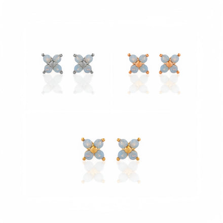 ZUOLA Wholesale Eco-friendly Brass 925 Silver Pole Flower Shape Cute Colorful Zircon Stud Earrings Women's