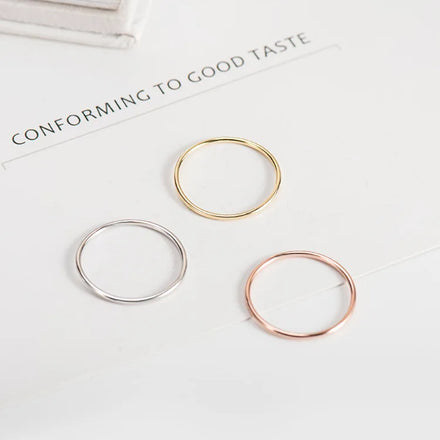 Wholesale 925 Sterling SIlver Gold Plated Simple Slim 1.2mm Ring Small Finger Ring for Girls and Women