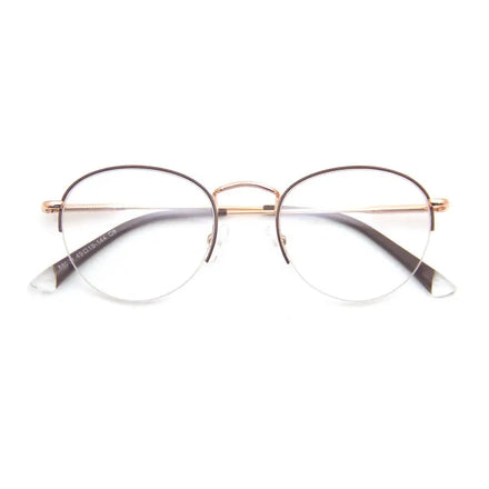 German Classic Stainless Optical Half Frame Round Metal Glasses Glasses Case Lightweight Eyeglasses for Unisex Eye Protection