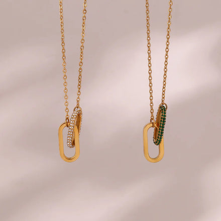 2023 New Arrival Vintage Micro Pave Cubic Zircon CZ Necklace Stainless Steel Pin Pendant Necklace for Women and Girls