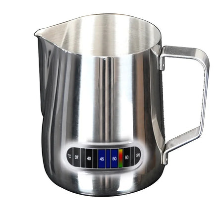 Coffee Latte Milk Frothing Jug Milk Pot Pitcher Stainless Steel Jug Espresso Barista Pitcher Milk Frother with Thermometer