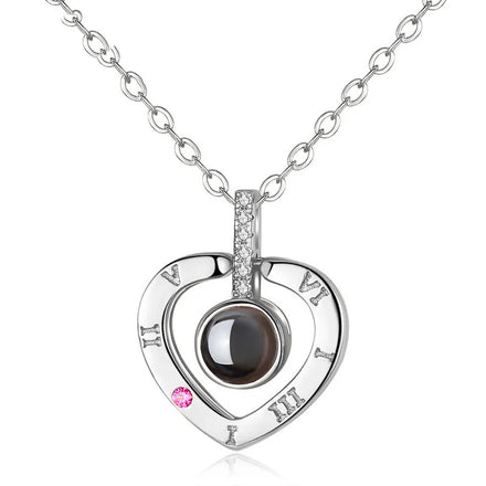 925 Sterling Silver Heart Couple Necklace Projection 100 Languages I Love You Fine Jewelry Necklaces Lover Necklaces for Women