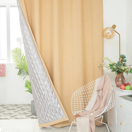 XinLan New Style Thicken Quilted Sound-proof Solid Blackout Curtain Living Room Bedroom Window Blackout Curtain