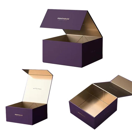 Luxury Custom Logo Embossed Recycled Black Magnetic Rigid Paper Gift Boxes Cardboard Folding Packaging