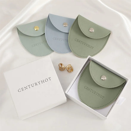 PUPPYSEW 8*8cm PU Leather Round Jewelry Pouch Jewelry PU Bag Ring Bracelet Necklace Bag Jewelry Leather Pouch Bag With Logo