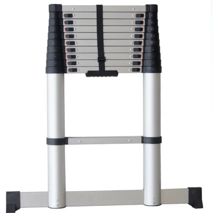 10.5ft Modern Multi-Purpose Aluminum Telescope Folding Ladder with 13 Steps 150kg Capacity EN131-6 Certified 1-Year Warranty