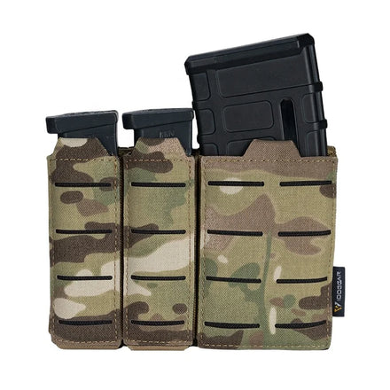 IDOGEAR Laser Cut Triple Mag Pouch Tactical Pouches Open Top MOLLE Magazine Pouch for 5.56mm & 9mm Mags