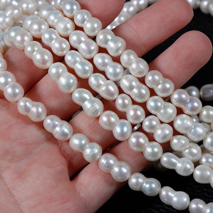 Natural Freshwater Pearl 7-8mm White Eight-Figure Gourd Beads Loose Irregular Baroque DIY Jewelry Material