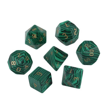 Board Game Synthetic Malachite Dice Peacock Natural Stone Radiant Polyhedral Dice Set for Collection
