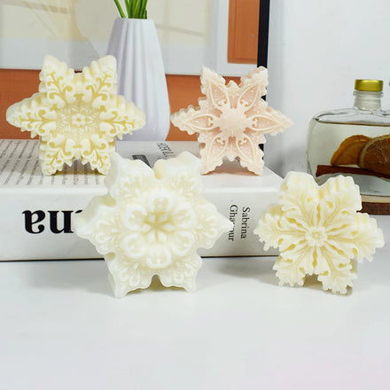 Snowflake Silicone Mold DIY Aromatherapy Candle Plaster Ornament Mold Christmas Snowflake Baking Mousse Cake Mold