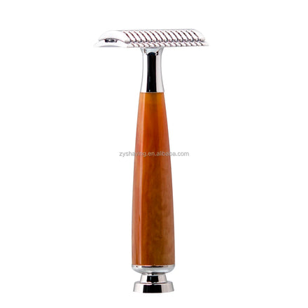 ZY Classic Metal Double Edge Safety Razor Resin Handle Non-Electric Reusable Men's Shaving Razor Comb Blade Comb Plate Tooth
