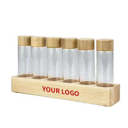 Barista Tools Accessories Walnut Beech Wood Eco-Friendly Classic Display Rack Stand Glass Test Tubes for Single Dose Coffee