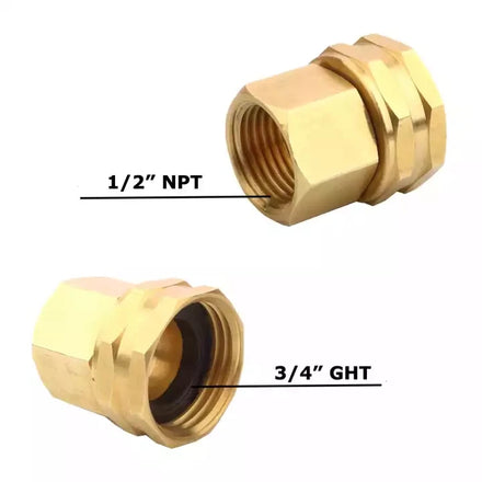 Brass Swivel Connector 3/4 Turn 1/2-14NPT Hexagon Head Cast Garden Hose Connection Female Adapter