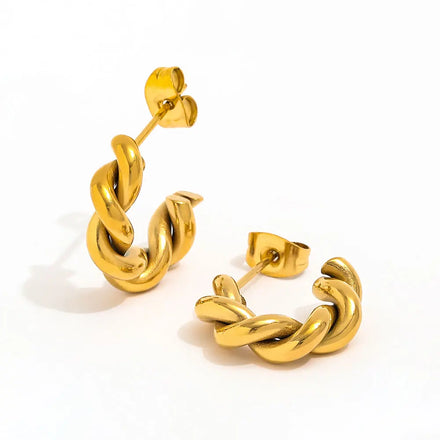 Fenny No Fade Solid Retro Rope Hoop Earrings Boho Earring Trend for Women Wholesale Stainless Steel Ladies Jewelry