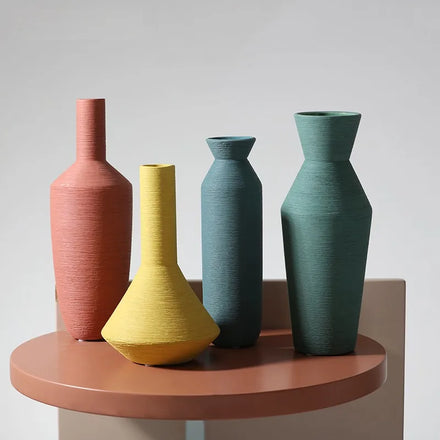 Nordic Wiredrawing Vase Wholesale Ceramic Vases Minimalism Decoration Accept Custom Shaped Modern Geometric Vase for Decor
