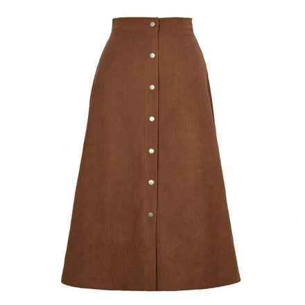 Vintage Corduroy Maxi Skirt With Buttons Autumn and Winter Ladies High Waist Casual Womens Long Skirts