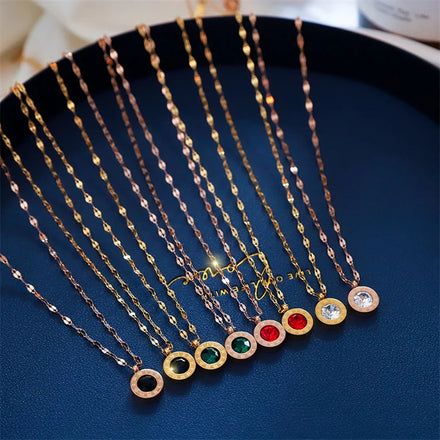 Wholesale New Fine Jewelry Necklaces Stainless Steel Fox Peanuts Gourd Roman Numeral Diamond Necklace