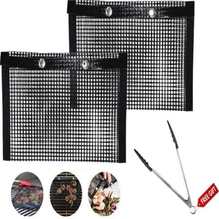 BPA FREE Food Grade Grill Mesh Bag Non Stick BBQ Mesh Grilling Mats for Outdoor