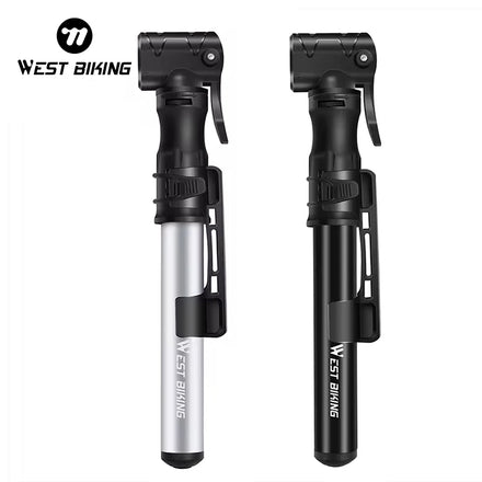 WEST BIKING Mini Portable High Pressure Pump 100PSI Aluminum Alloy Lightweight Flexibke Hose Outdoor Mini Bicycle Portable Pump