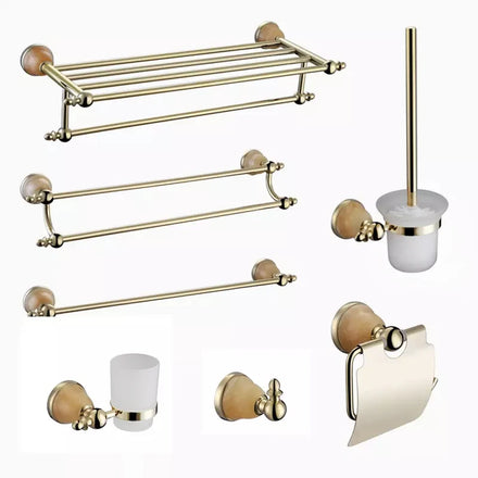Retro Luxury Metal Wall-Mounted Bathroom Storage Rack Bath Accessories Set Eco-Friendly Elegant Double Boxed Over Eight-Piece