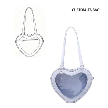 Manufacturer Clear Window Heart Shape Ita Bag Pin Display Custom Ita Bag Customized Holographic Ita Bags