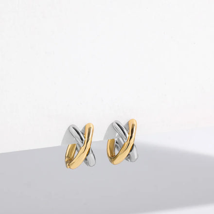 GT 925 Sterling Silver Needle Cross Shaped Earrings Gold Plated Earrings Women Jewelry Metal Earrings