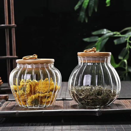 Custom Different Size Ripple Shape Glass Storage Jar With Sealed Cork Lid - Portable Clear Spice Food Storage Jar