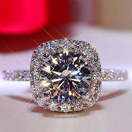 S925 Sterling Silver Square 1CT Moissanite Rings Exquisite Shiny Full Diamond Wedding Rings Gifts for Women Engagement Jewelry