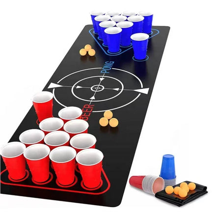 Custom PVC Beer Pong Mats with Full Color Printing 180x60cm Cardboard Box Packaging for Party Use