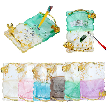 Luxury New Resin Agate Stone Nail Color Palette Gel Polish Pallet Mixing Drawing Paint Plate Manicure Nails Art Display Shelf