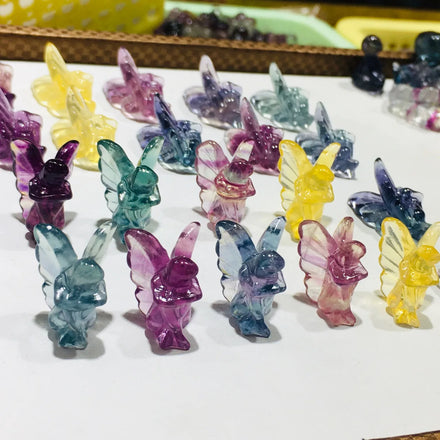 Beautiful Natural 0.5 Inch Healing Crystal Butterfly Fairy Stone Mini Fluorite Carving Ornament Decoration