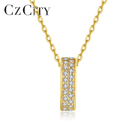 CZCITY Chain Pendant Trendy Square Circle Gold Jewelry 925 Zircon Pendent Fashion Woman New Necklace