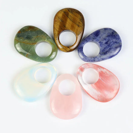 NEW BULK Teardrop Stone Donut Pendant Beads With Large Hole Gogos Pendants for DIY JEWELRY NECKLACE MALA MAKING