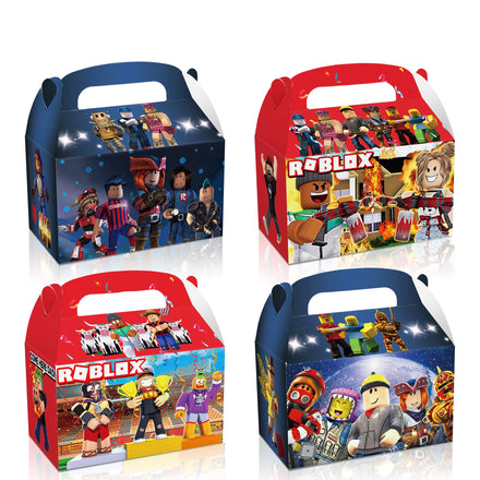 Huancai 12 PCS Cartoon Party Favors Candy Treat Boxes Robot Blocks Paper Gift Cake Goodies Box for Kids Birthday Party Supplies