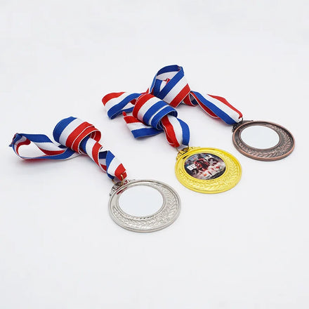 Sublimation Blank Medals Marathon Running Games Silver Bronze Gold Medal Listing Medal