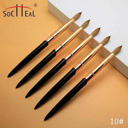 2022 Private Label Black Metal Handle 100% Pure Kolinsky Acrylic Nail Brush Crimped &Round Head Acrylic Pincel for Acrylic Nails