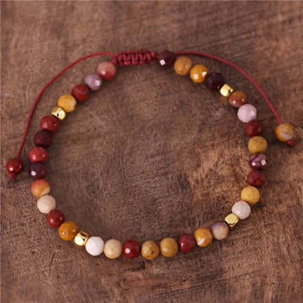Handmade 4mm Moukaite Beads Dainty Bracelet Gemstone Cord Braided Tibetan Adjustable Bracelet Women Friendship Jewelry Wholesale
